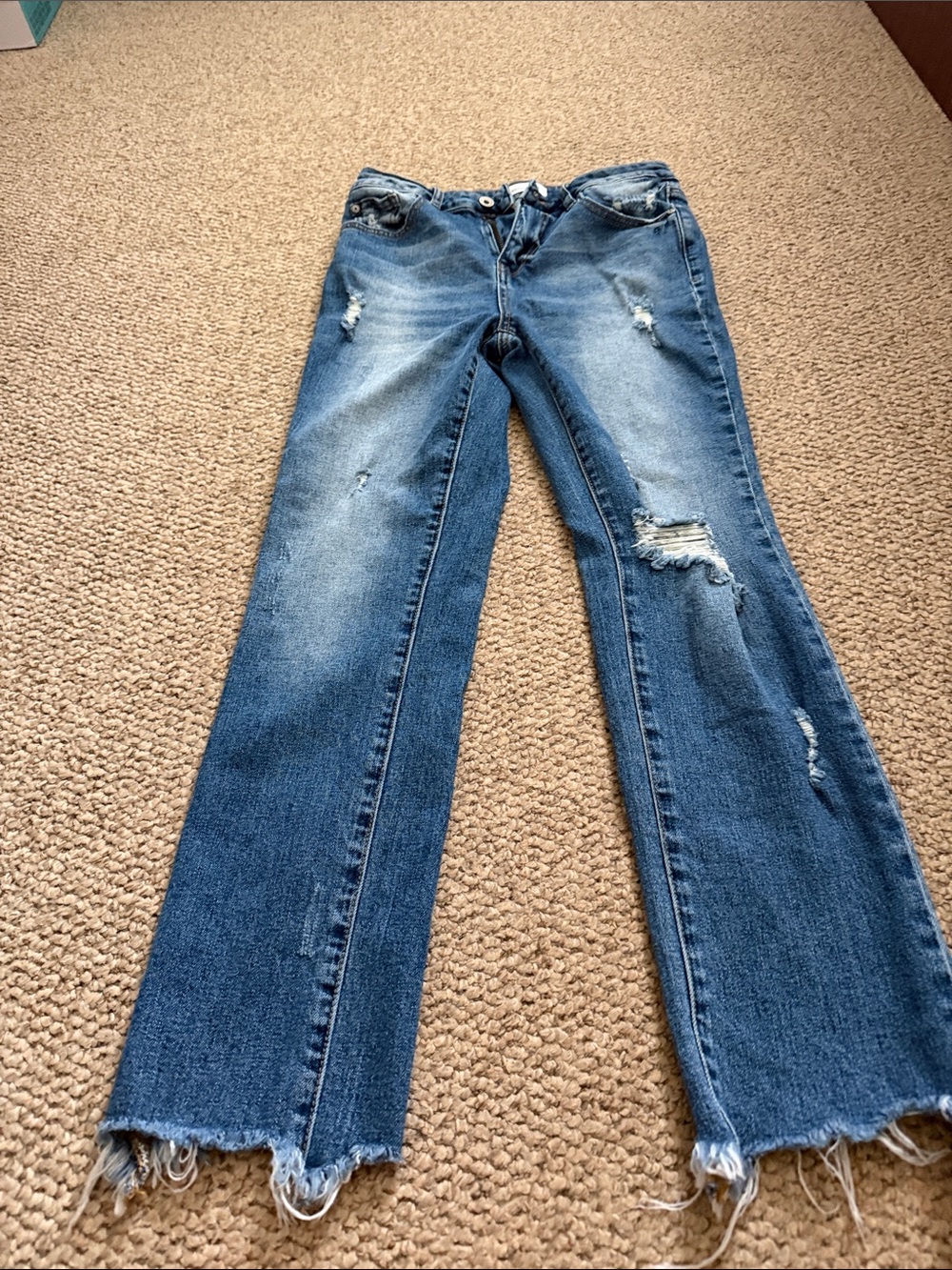 Women’s Distressed Blue Denim Jeans - Casual Straight Leg special A jeans size 9